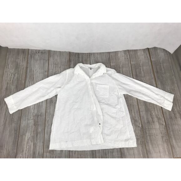Spirithouse Crinkle Ranger Shirt Button Swing Top M White Lighweight Lagenlook - Picture 10 of 15
